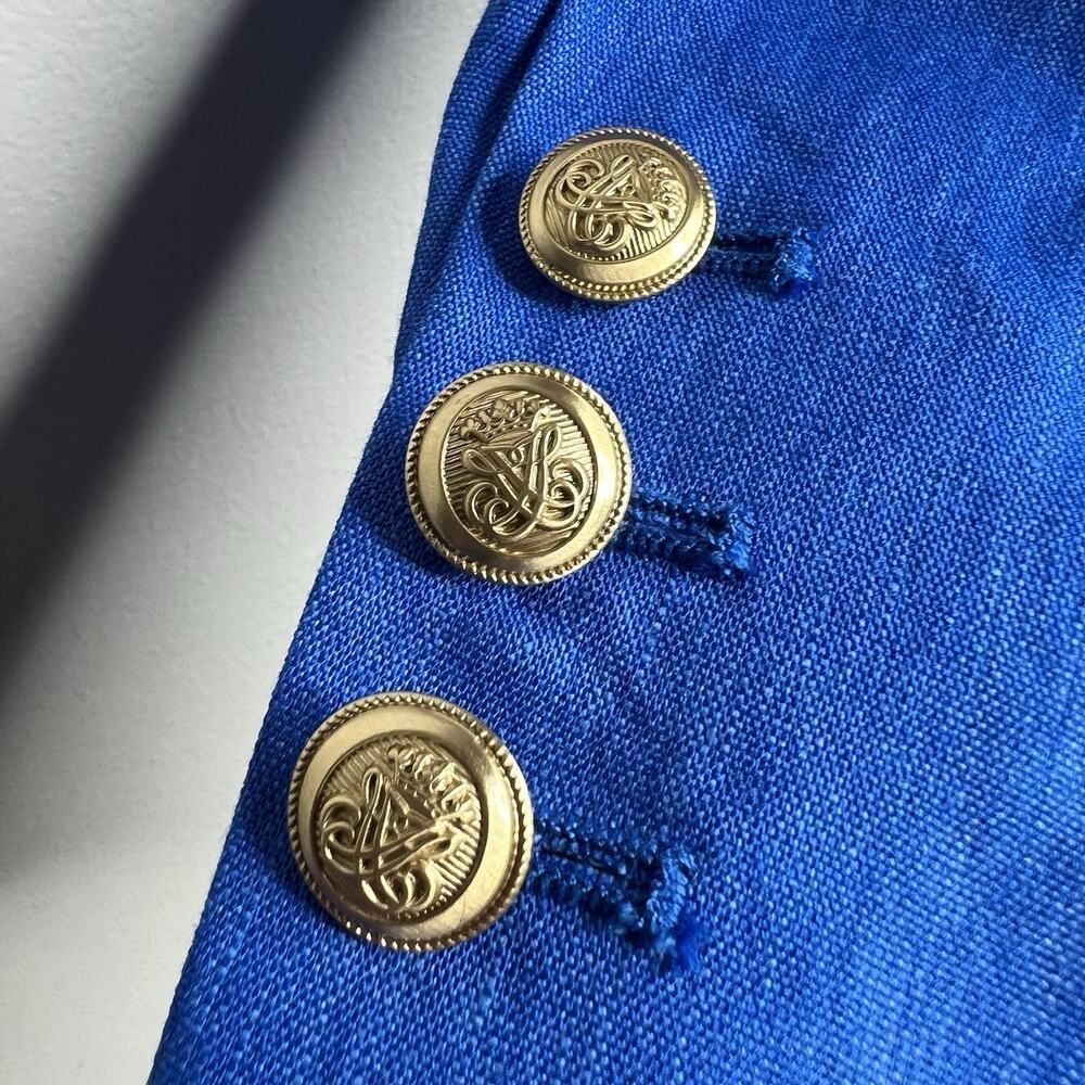 Alice And‎ Olivia Blazer Womens 4 Blue Linen Blend Open Cropped Lined Career - Picture 5 of 13